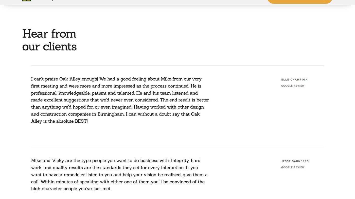 The reviews section of the new homepage