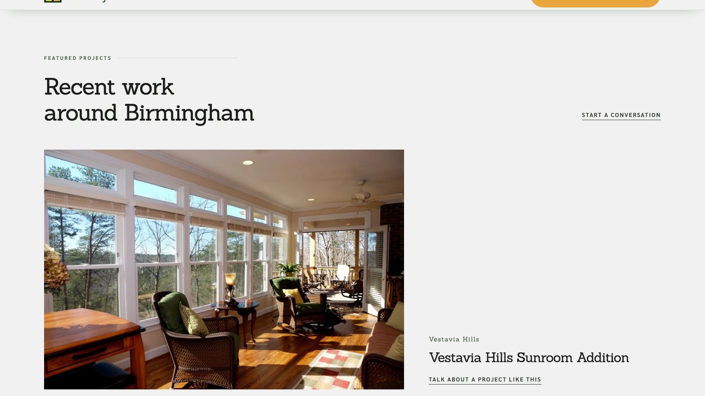 The featured projects section of the new homepage